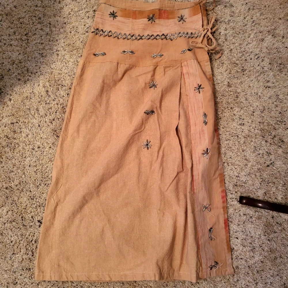 Vintage peach cotton wrap skirt L